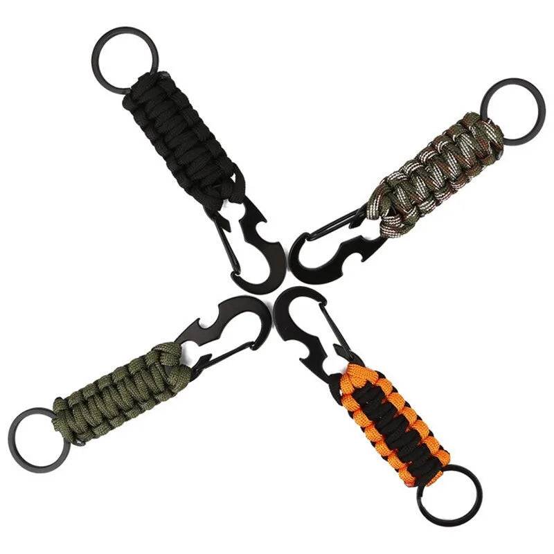 Outdoor Umbrella Rope Corkscrew Car Keychain Climb Keychain Tactical Survival Tool Carabiner Hook Cord Backpack Buckle