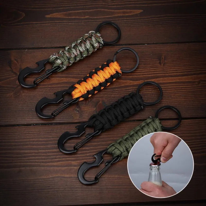 Outdoor Umbrella Rope Corkscrew Car Keychain Climb Keychain Tactical Survival Tool Carabiner Hook Cord Backpack Buckle